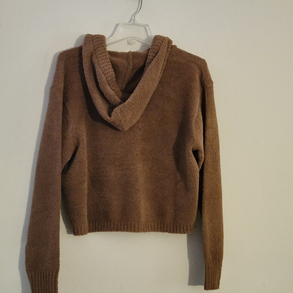 UGG Brown V-Neck Women's Sweater with Hood - Picture 2 of 10